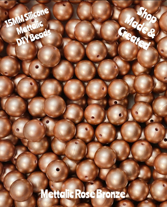 1 Count Mettalic 15mm Silicone Rounds DIY Beads Bronze