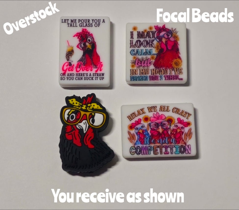 Overstock 4 Count  Focal Bead Set As Shown