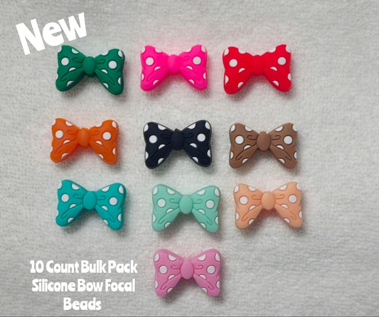Bulk Buy 10 Count Silicone Focal Bead Bows Overstock