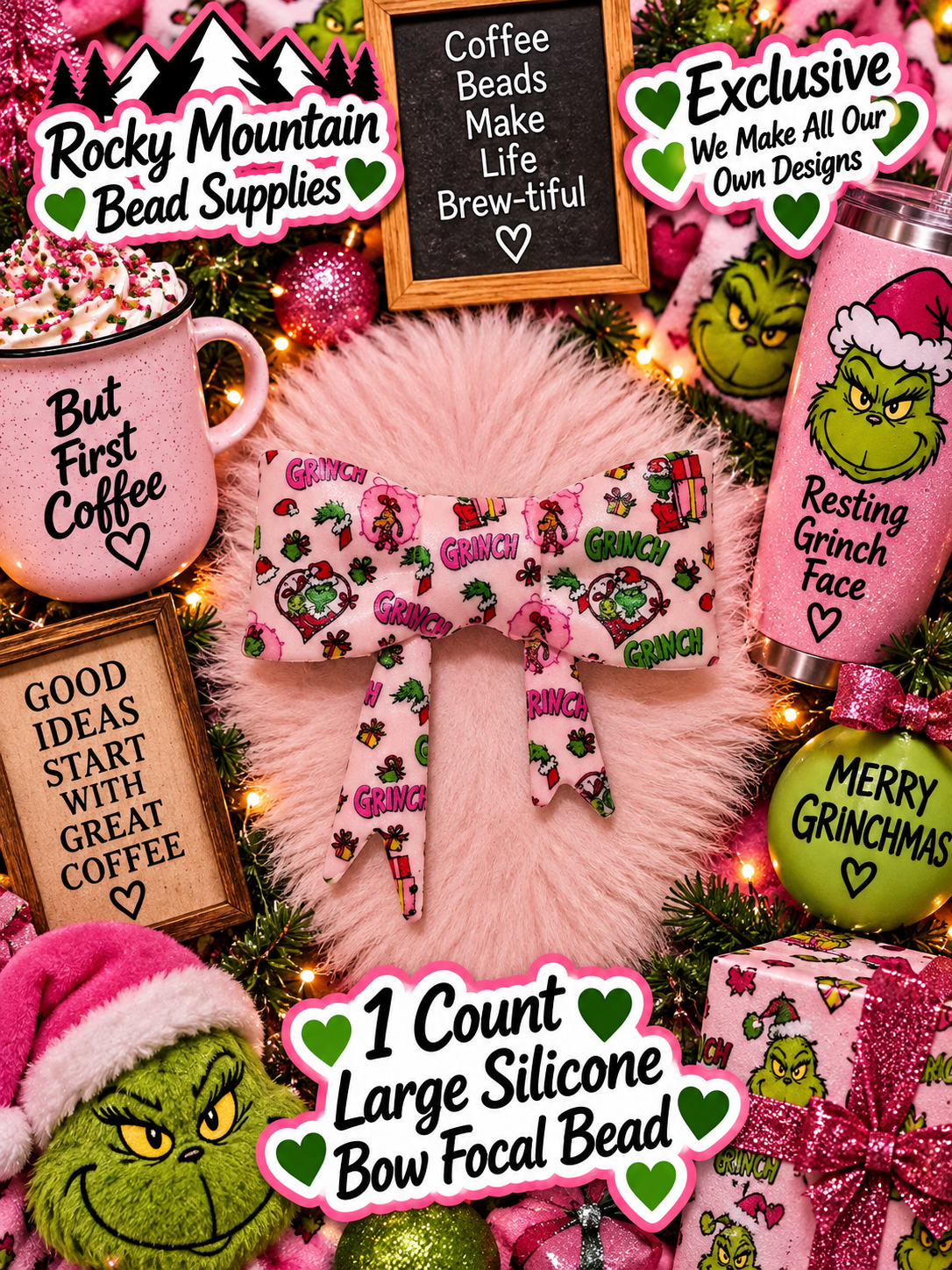 New Shop Exclusive 1 Count Large Silicone Bow Grinch
