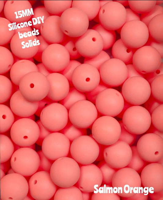15mm DIY Silicone Solids 1 Count Salmon Orange