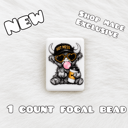 New 1 Count Focal Bead Hot Mess Cow
