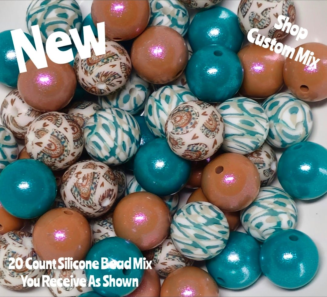 New 15mm Fall Boho SILICONE Bead Mix 20 count. DIY Bead Craft Supplies