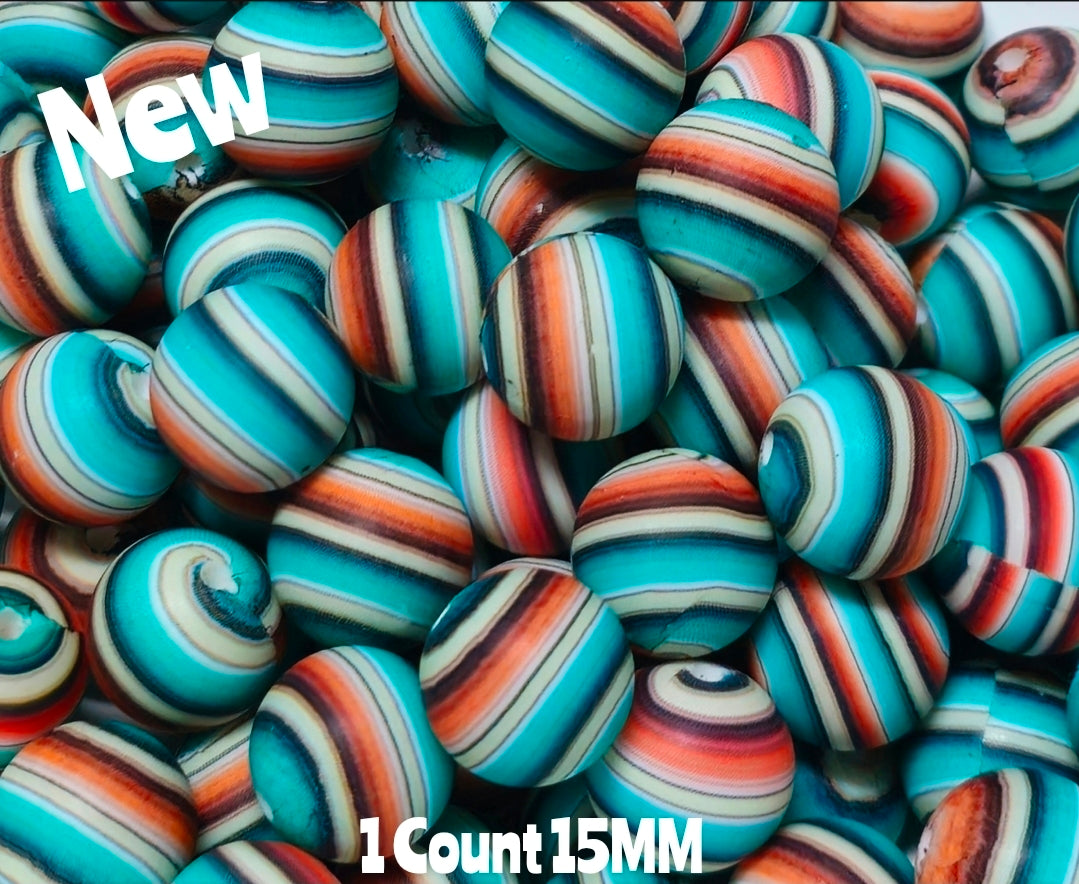 New 1 Count Light Serpe Prints 15mm printed Silicone Beads