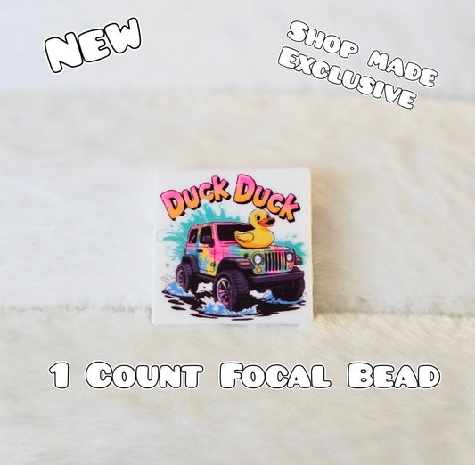 New 1 Count Focal Bead Duck Duck Jeep.  Pen is a example bead only