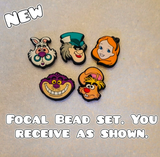 Alice Wonderland 5 Piece Focal Bead Set Beadable Accessories