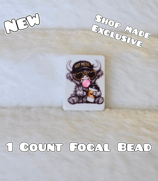 New 1 Count Focal Bead Hot Mess Cow