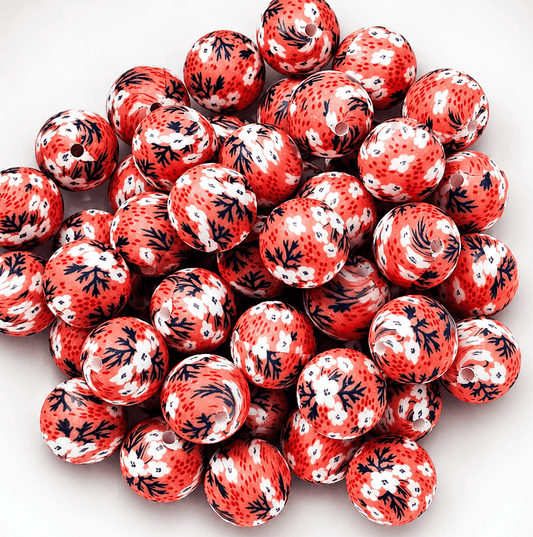 New 1 Count DIY Silicone Beads 15mm printed Fall Cherry Cottonwood