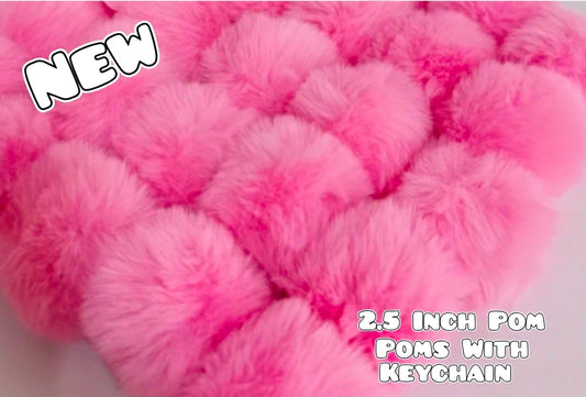 1 Count Pom Pom Keychain Accessories Pink