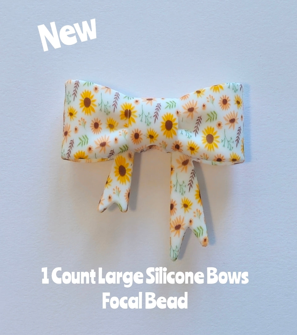 New 1 Count Large Bows Focal Bead