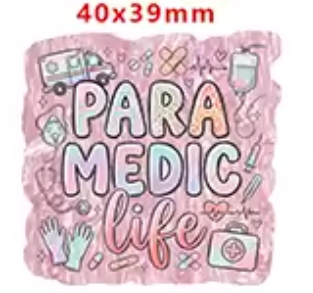 Glitter Acrylic Flatback- Acrylic Planer Resin Charm Paramedic Life
