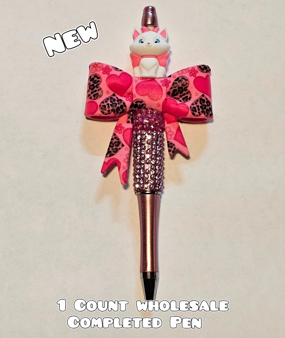 Wholesale 1 Count Beadable Pen Character Marie White Cat