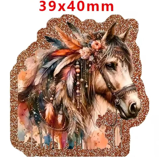 Glitter Acrylic Flatback- Acrylic Planer Resin Charm- Horse