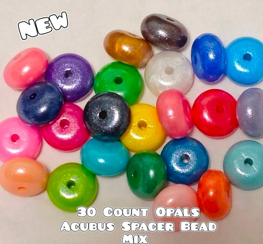 New Colors 30 Count Mix Colors 14mm Silicone OPAL Acubus Spacer Beads Mix Craft Supplies