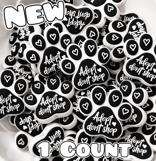 New 1 Count Focal Bead Adopt Dont Shop Paw Animals