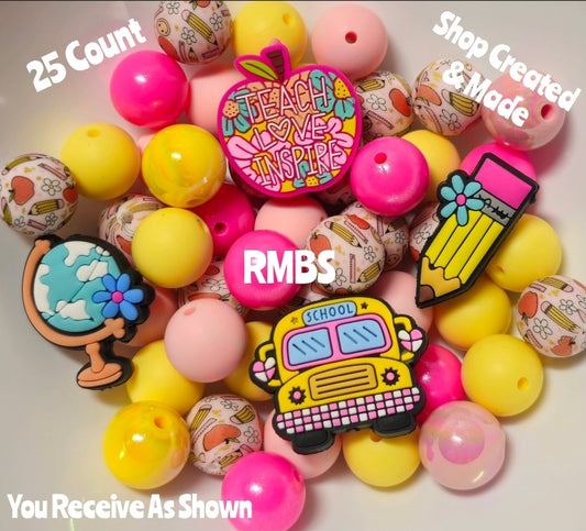 New School Silicone Bead Mix DIY Craft Supplies 30 Count 15mm