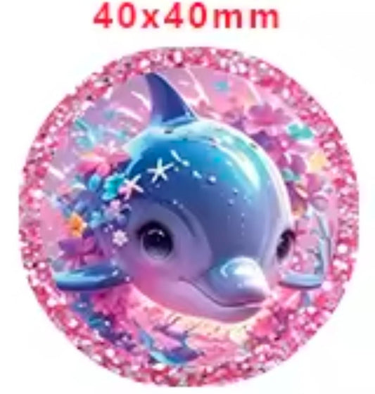 Glitter Acrylic Flatback- Acrylic Planer Resin Charm- Animal Cat Dolphin