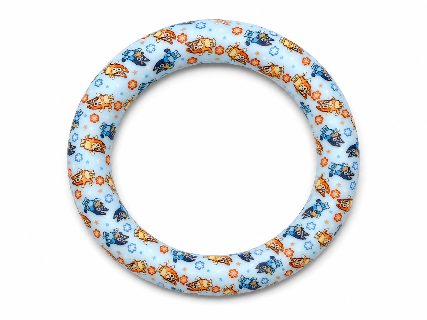 1 Count DIY 65MM Silicone Rings Craft Supplies Beadable Blanks Bluey