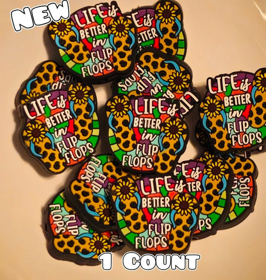 1 Count Focal Bead Life Better in flip flops