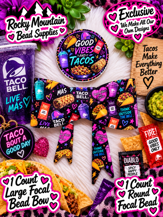 New Shop Exclusive 1 Count Large Silicone Bow 1 Count Focal Bead Round Taco Bell