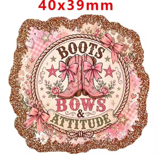 Glitter Acrylic Flatback- Acrylic Planer Resin Charm Boots & Bows