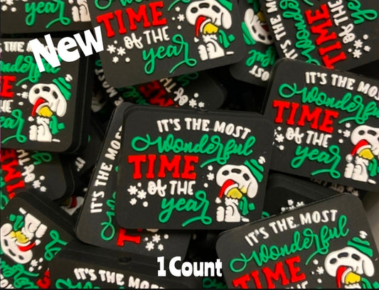 New 1 Count Snoopy Most Wonderfu Time Of The Year Christmas Focal Bead