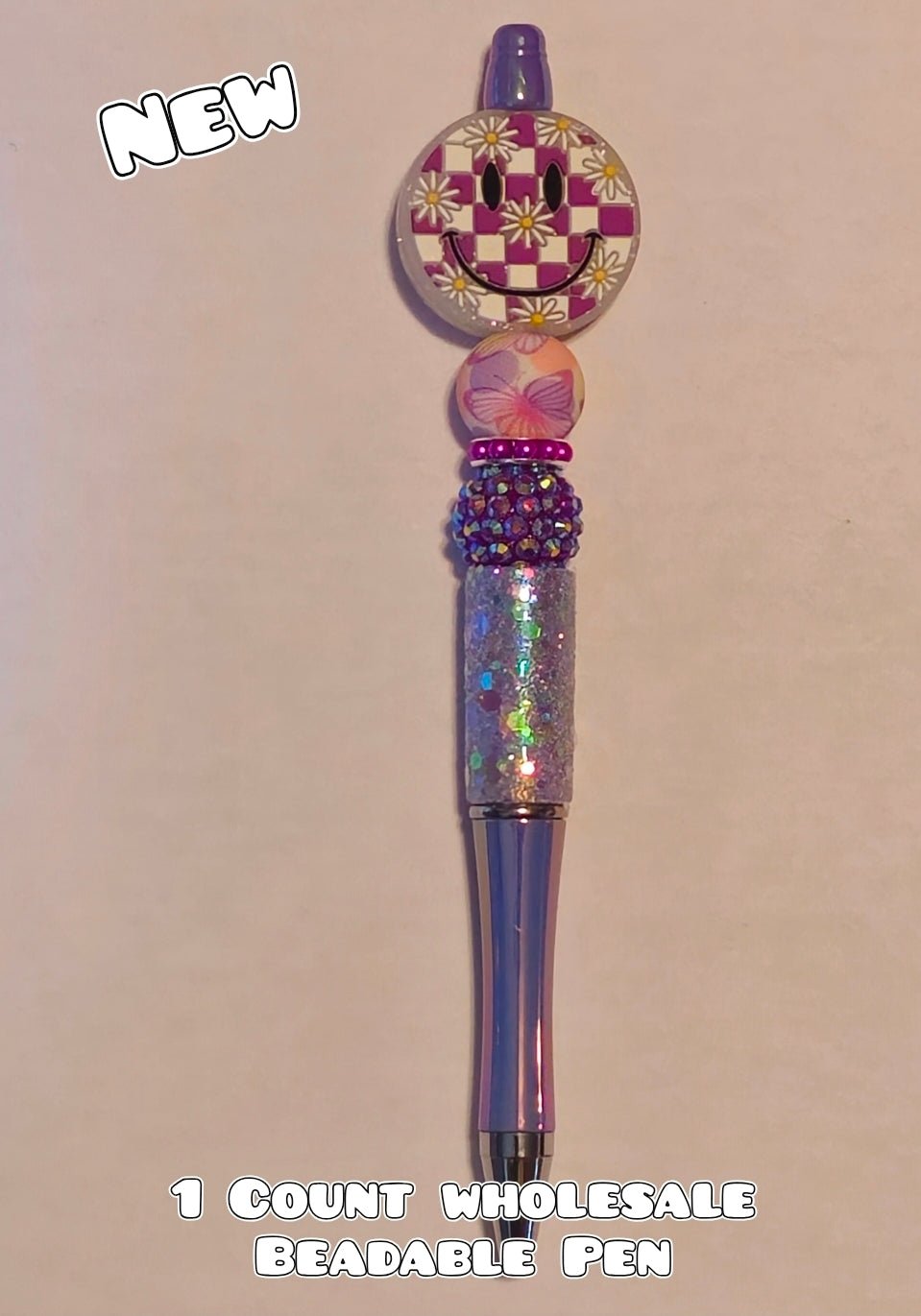 Wholesale 1 Count Beadable Pens Smiley Face