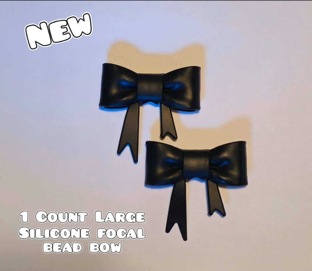 1 Count Large Silicone Printed Bow Focal Beads. Bow beadable accessories