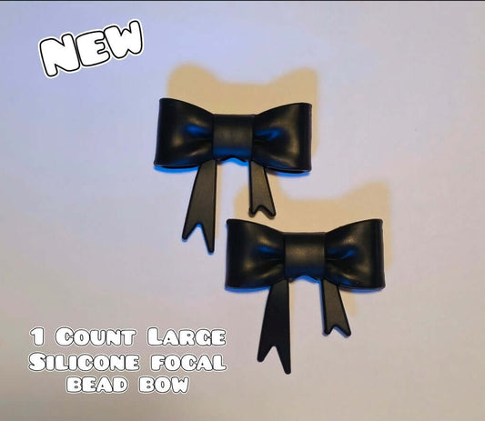 1 Count Large Silicone Printed Bow Focal Beads. Bow beadable accessories