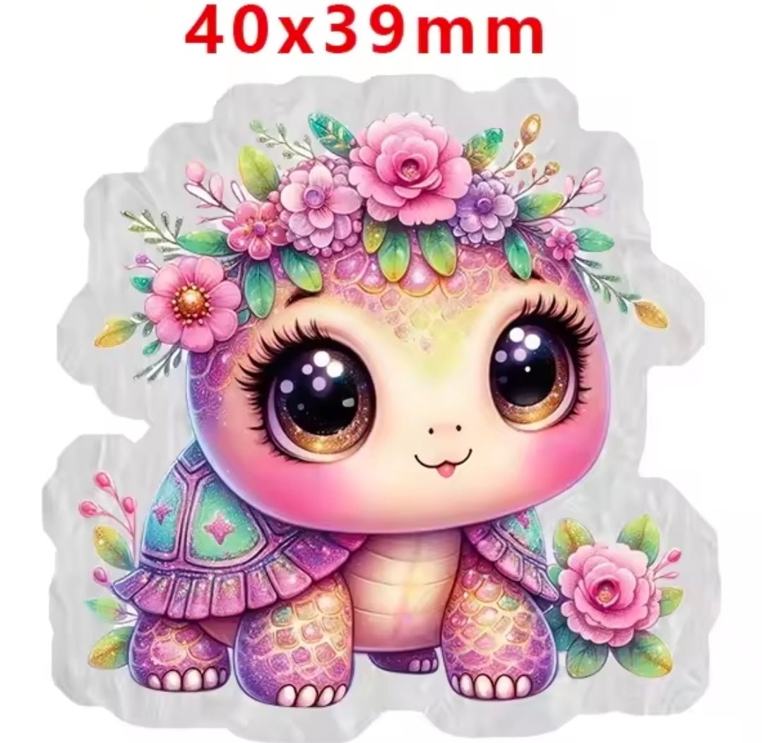 Glitter Acrylic Flatback- Acrylic Planer Resin Charm Turtle