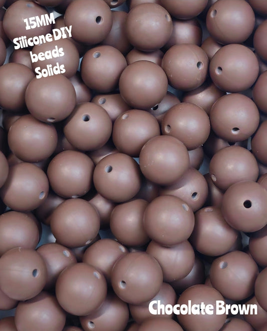 15mm DIY Silicone Solids 1 Count Chocolate Brown