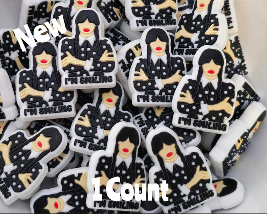 DIY Focal Bead 1 Count Craft Supplies Character Halloween Wednesday I'M SMILING