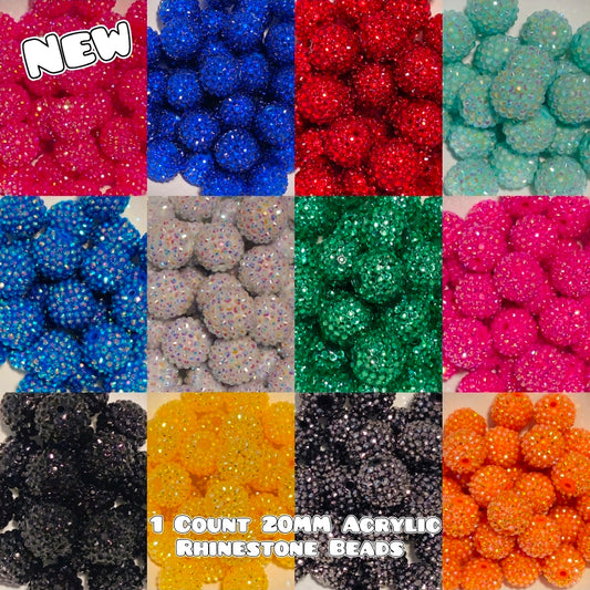 1 Count 20MM Acrylic Rhinestone Fancy Beads