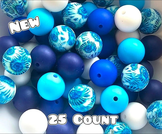25 Count Silicone Bead Mix Sea Shell