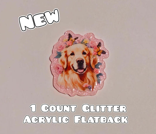 Glitter Acrylic Flatback- Acrylic Planer Resin Charm- Dog