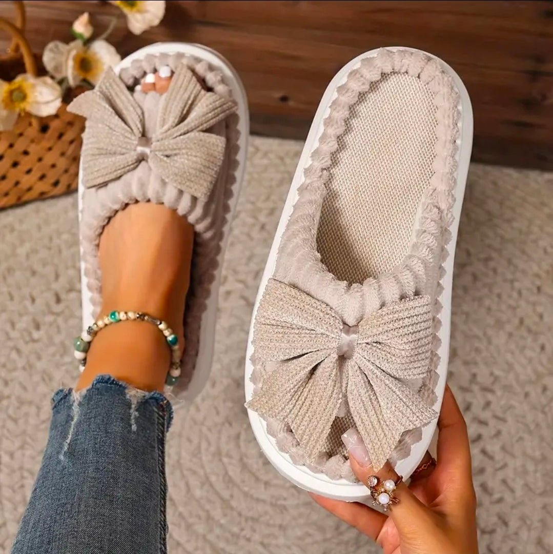 Viral Trending Bow Slides Slippers Tan Bow Slip ons