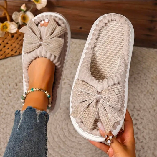 Viral Trending Bow Slides Slippers Tan Bow Slip ons