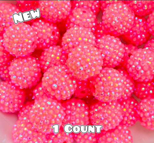 20MM New 1 Count Acrylic Rhinestone Beads PASTEL BRIGHT PINK