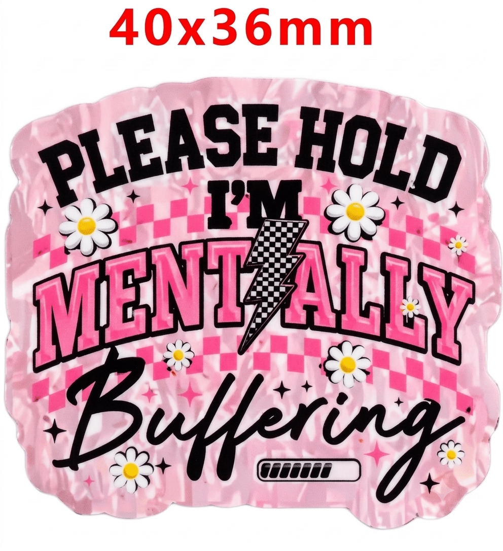 Glitter Acrylic Flatback- Acrylic Planer Resin Charm Please hold mentally buffering