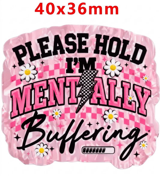 Glitter Acrylic Flatback- Acrylic Planer Resin Charm Please hold mentally buffering
