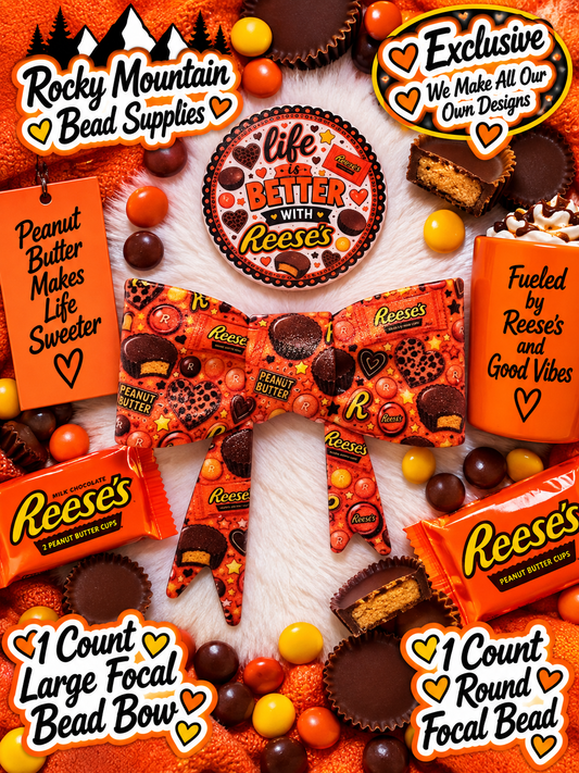 New Shop Exclusive 1 Count Large Silicone Bow 1 Count Focal Bead Round Reeces