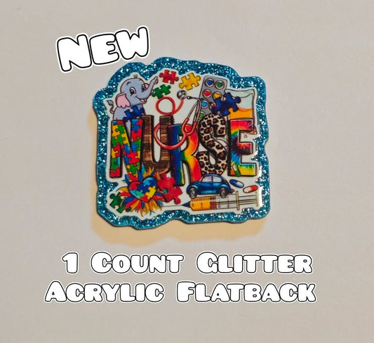 Glitter Acrylic Flatback- Acrylic Planer Resin Charm- Medical Nurse