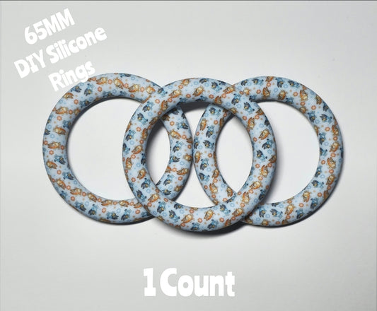 1 Count DIY 65MM Silicone Rings Craft Supplies Beadable Blanks Bluey Bingo