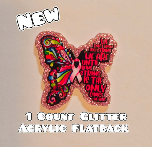 Glitter Acrylic Flatback- Acrylic Planer Resin Charm- Breast Cancer