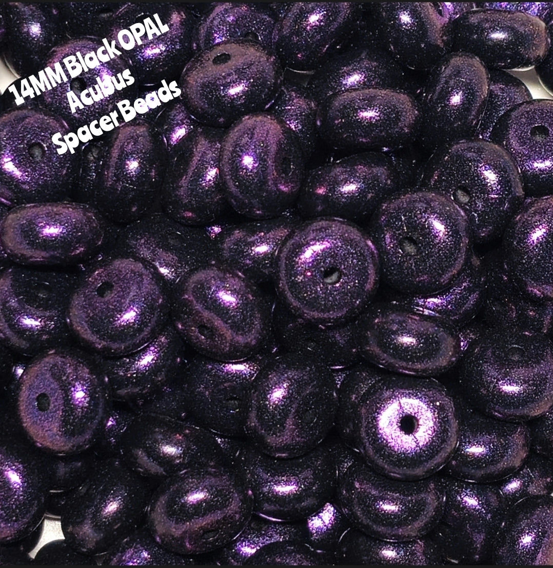 1 Count DIY 14 MM BLACK Silicone OPAL Acubus Spacer Beads Craft Supplies