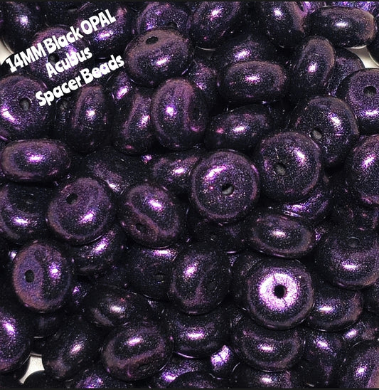 1 Count DIY 14 MM BLACK Silicone OPAL Acubus Spacer Beads Craft Supplies