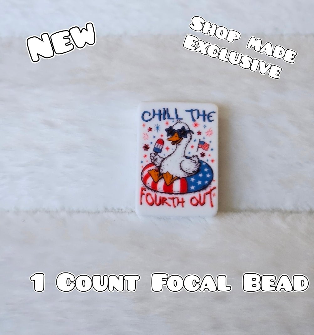 New 1 Count Focal Bead American chill the fourth out goose. Pen is example bead only