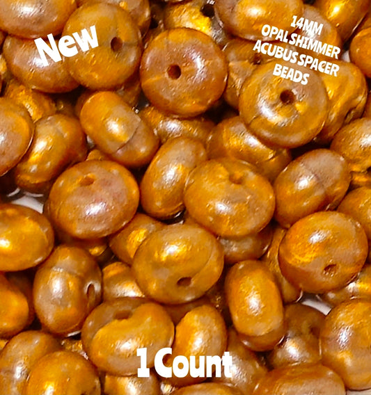 New 1 Count Marbel Gold 14MM Silicone OPAL Acubus Spacer Beads Craft Supplies