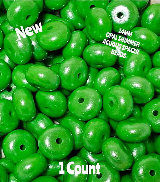 New 1 Count Green DIY 14 MM Silicone OPAL Acubus Spacer Beads Craft Supplies