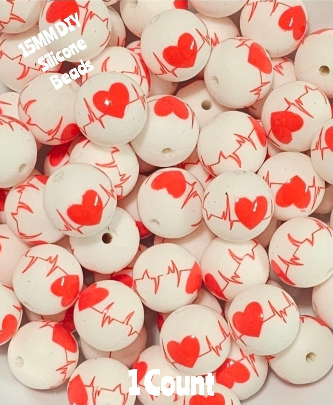 New 1 Count DIY Silicone Beads 15mm printed Medical Beads Beadable Accessories